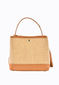 Kendy Bag in Tan Dollar Leather and Raffia
