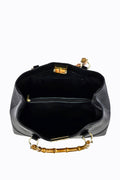 Bamboo Babe Bag in Black Dollar Leather