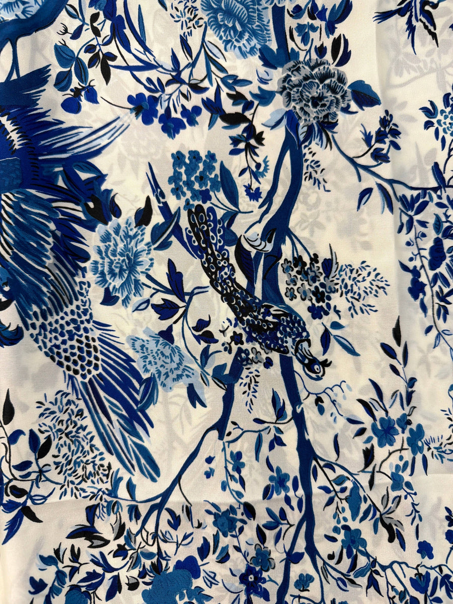 GF08-R71  FLORAL AND BIRD PATTERN BIG SIZE RECTANGULAR SCARF