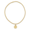 Classic Gold 2mm Bead Bracelet- Direction Gold Disc