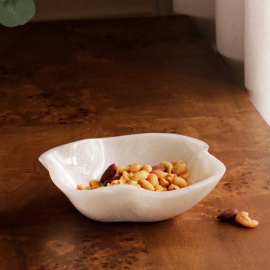 RESIN Alabaster Mini Bowl - White Swirl