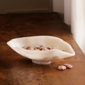 RESIN Alabaster Small Oval Bowl - White Swirl