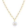 Rainbow Moonstone & White Topaz Petite Loop Necklace