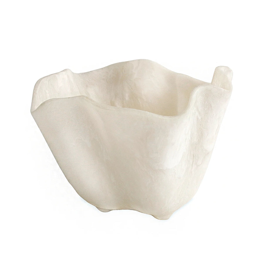 RESIN Alabaster Ice Bucket - White Swirl