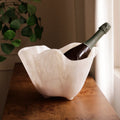 RESIN Alabaster Ice Bucket - White Swirl