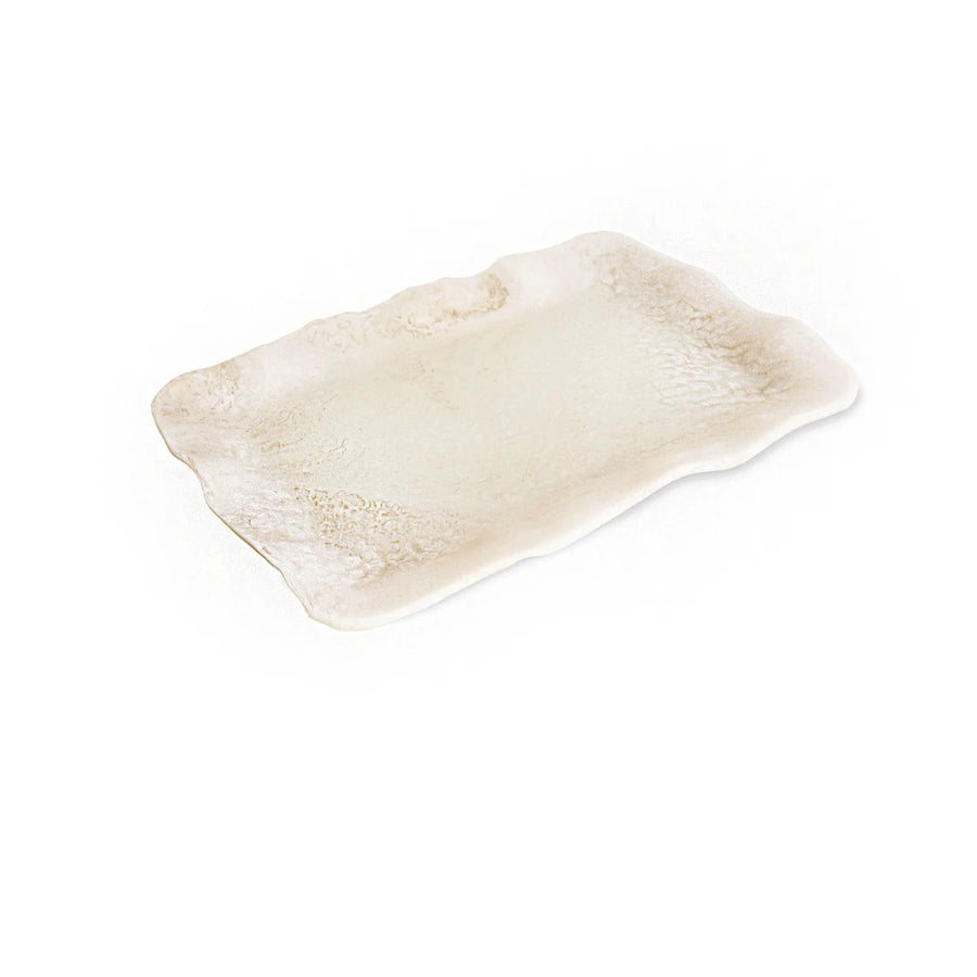 RESIN Alabaster Extra Large Rectangular Tray - White Swirl