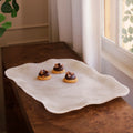 RESIN Alabaster Extra Large Rectangular Tray - White Swirl