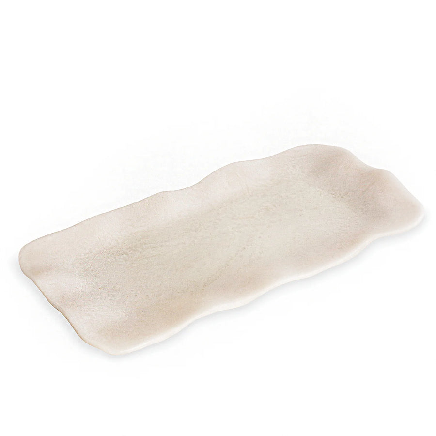 RESIN Alabaster Long Rectangle Tray - White Swirl