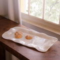 RESIN Alabaster Long Rectangle Tray - White Swirl