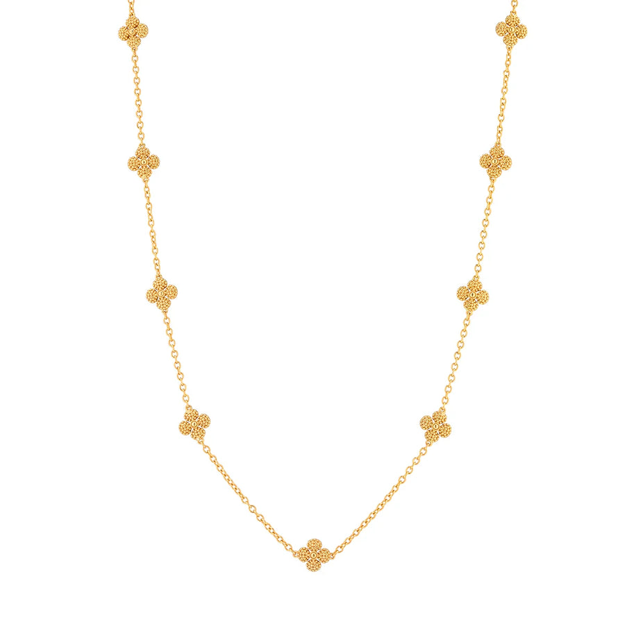 Berry Clover Double Sided Necklace 28" - Gold