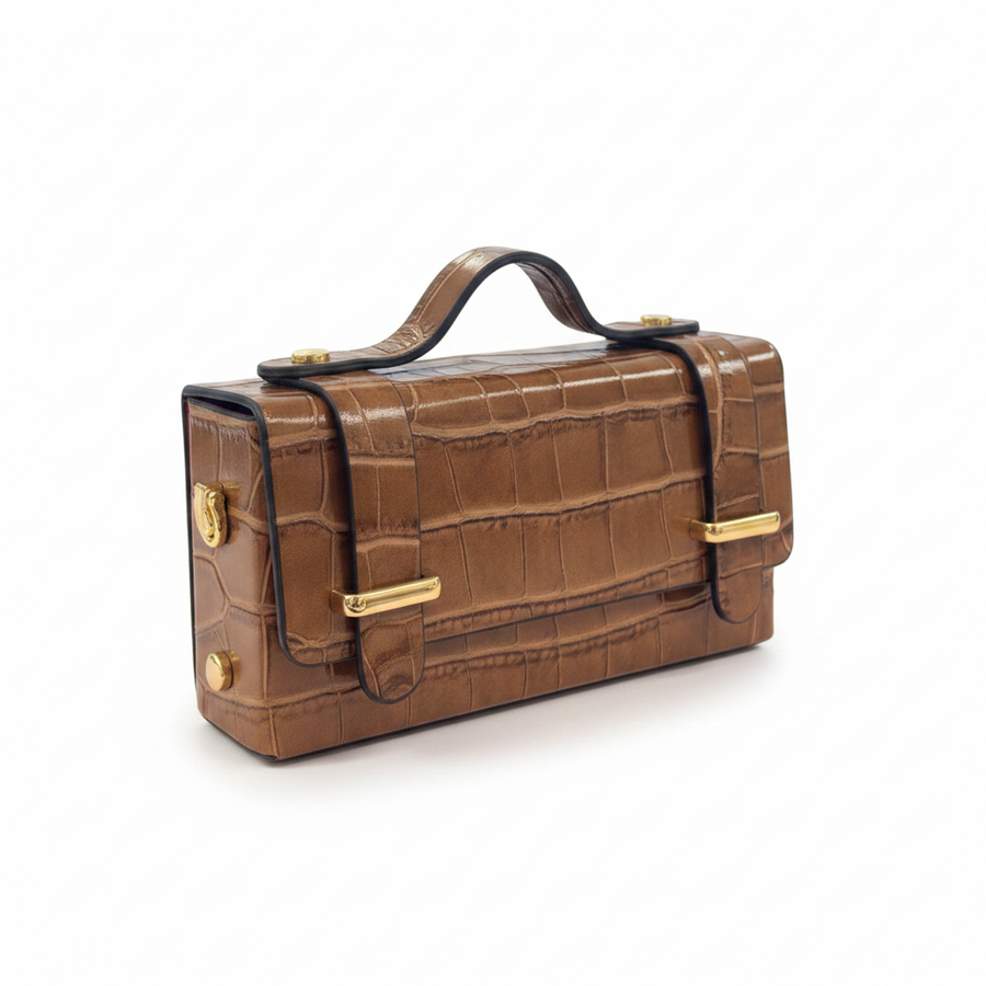 GF0658 - LEATHER HANDBAG WITH CROCCO