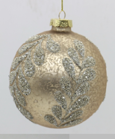 Matte Antique Pale Gold & silver Glass Ornament