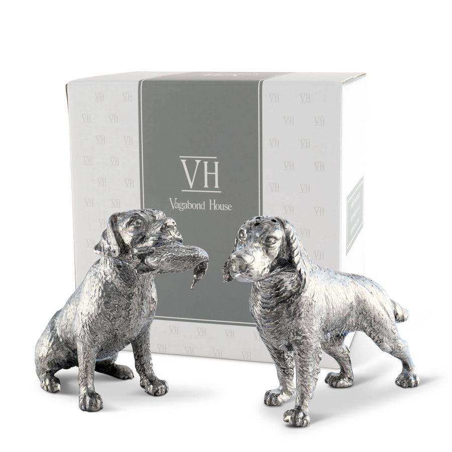 Pewter Hunting Dogs Salt & Pepper Set