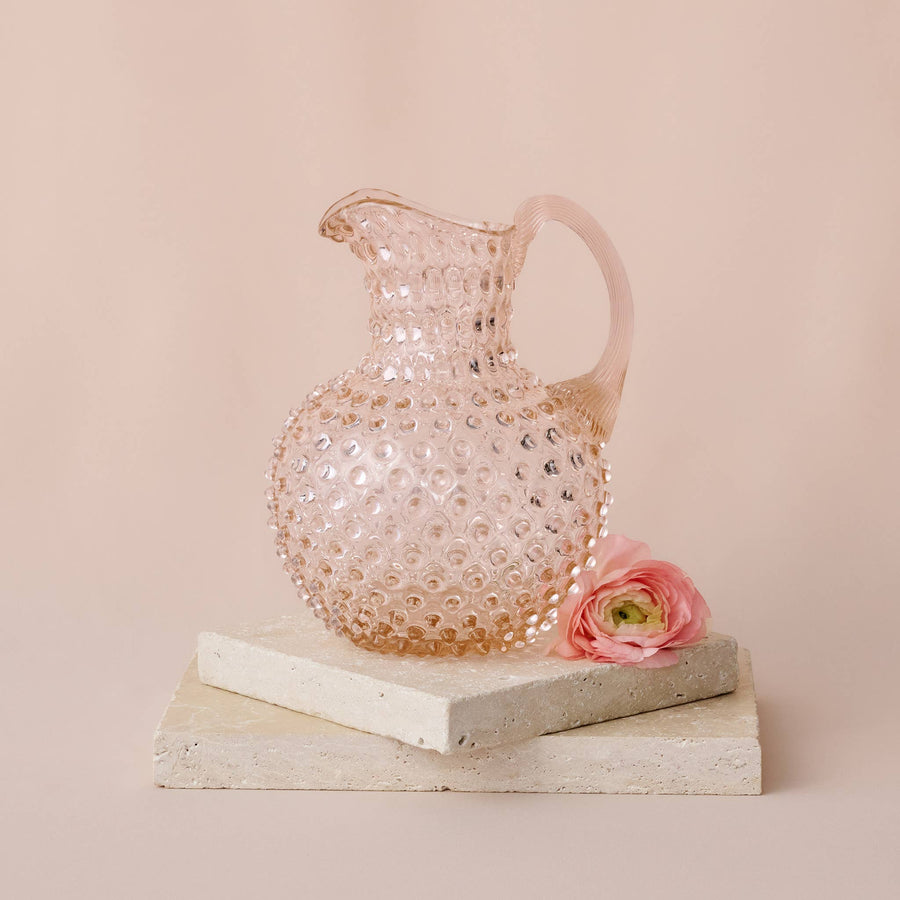 Hobnail Glass Pitcher | Apricot Chiffon | 2L | Vintage Jug