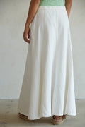 Woven 100% Cotton Denim Maxi Flare Skirt