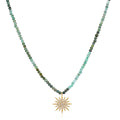 Gemstone Sunburst Rainbow Necklace - Emerald