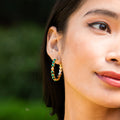 Berry Gem Medium Hoop Earrings - Malachite