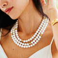 Berry & Bead Triple Strand Necklace, 18"+2'' - Pearl