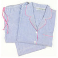 Blue Seersucker-Pink  Long Sleeve Pajamas