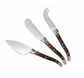 French Home Laguiole 3-Piece Tortoise Shell Cheese Knife Set