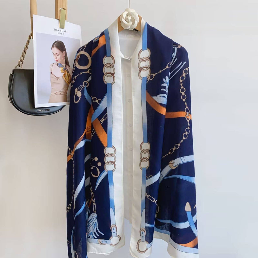 Equestrian Navy Scarf – Equine Chain Collection