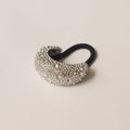 Pave Stone Crescent Metal Cuff Ponytail Hair Tie | Silver