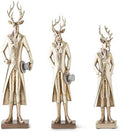 Gold Resin Standing Deer w/ Walking Stick