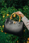 Bamboo Babe Bag in Black Dollar Leather