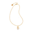 Lily Charm Necklace, 16"+2" - Clear Quartz