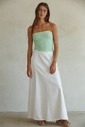 Woven 100% Cotton Denim Maxi Flare Skirt