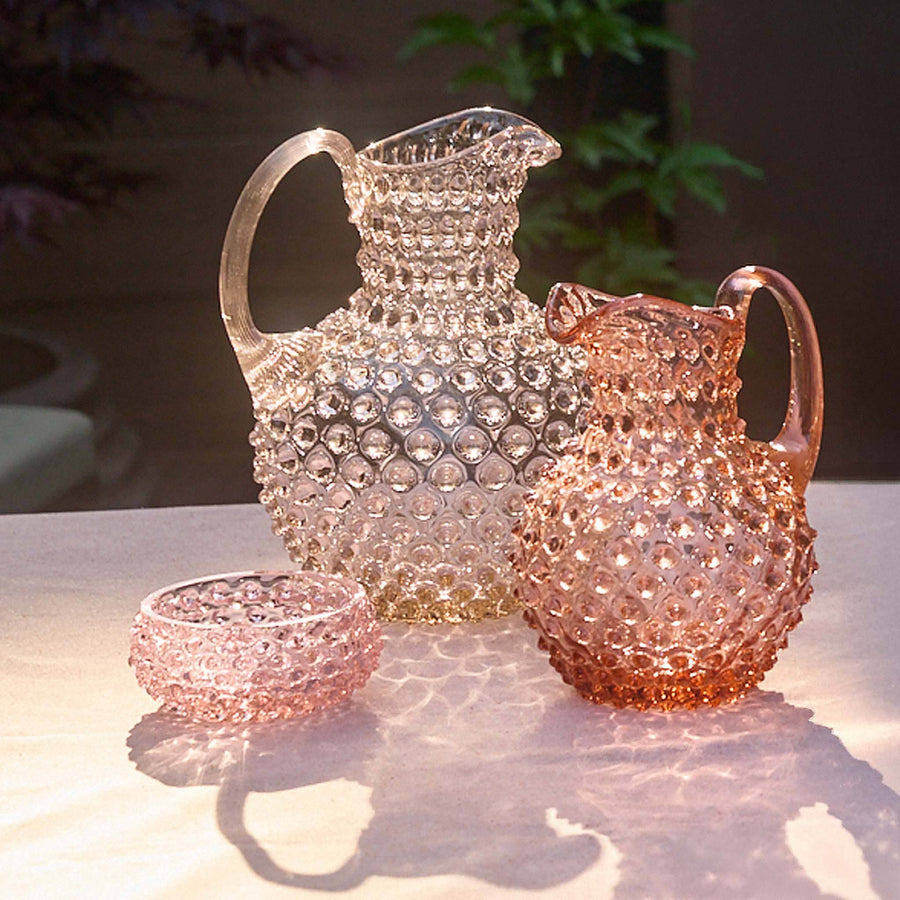 Hobnail Glass Pitcher | Apricot Chiffon | 2L | Vintage Jug