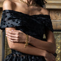 Golden Laurel Link Bracelet, 7"+2" - Gold