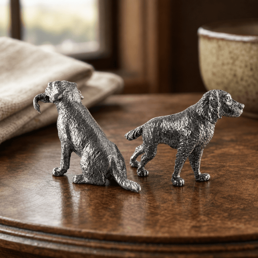 Pewter Hunting Dogs Salt & Pepper Set