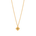 Berry Clover Double Sided Charm Necklace 16"+2" - Malachite
