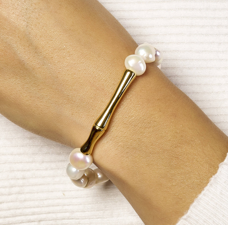 Bamboo Freshwater Pearl Bracelet