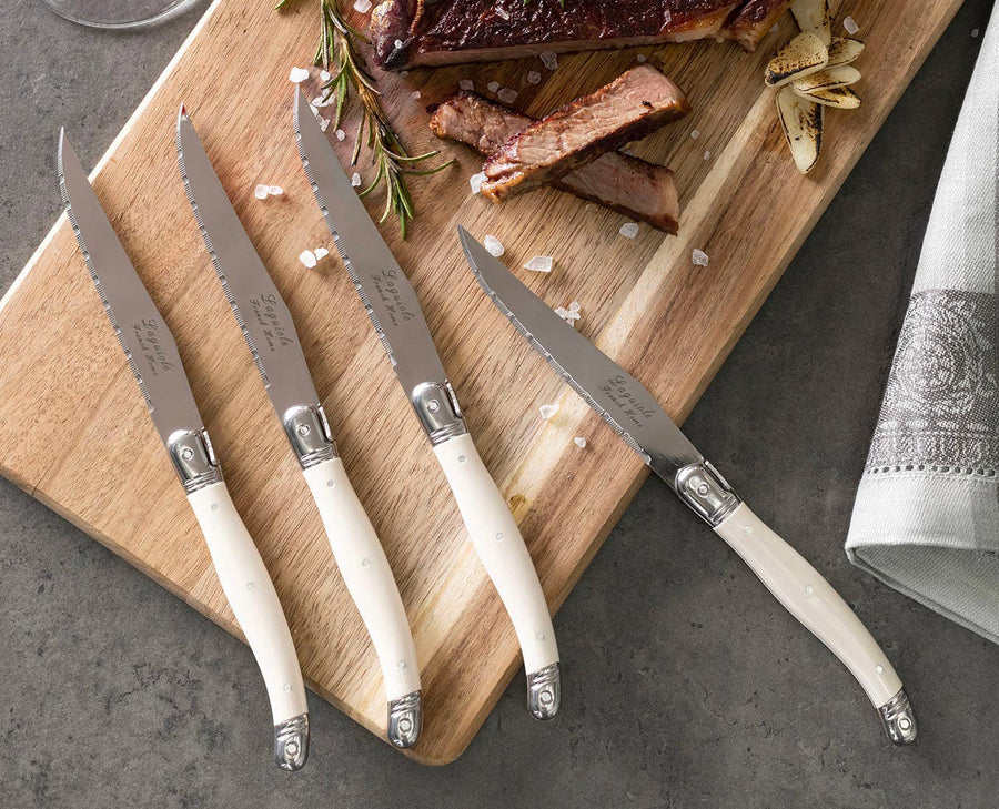 French Home Laguiole Steak Knives, Set of 4, Faux Ivory