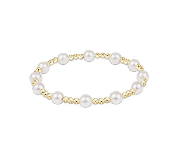 Classic Sincerity Pattern 6mm Bead Bracelet - Pearl