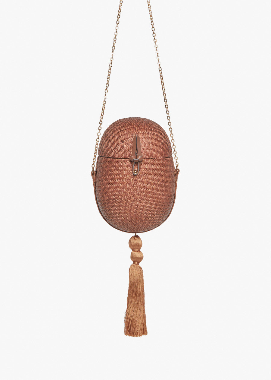 Itza Woven Straw Egg Clutch Bag