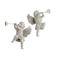 Sitting White Glitter Cherub Statues