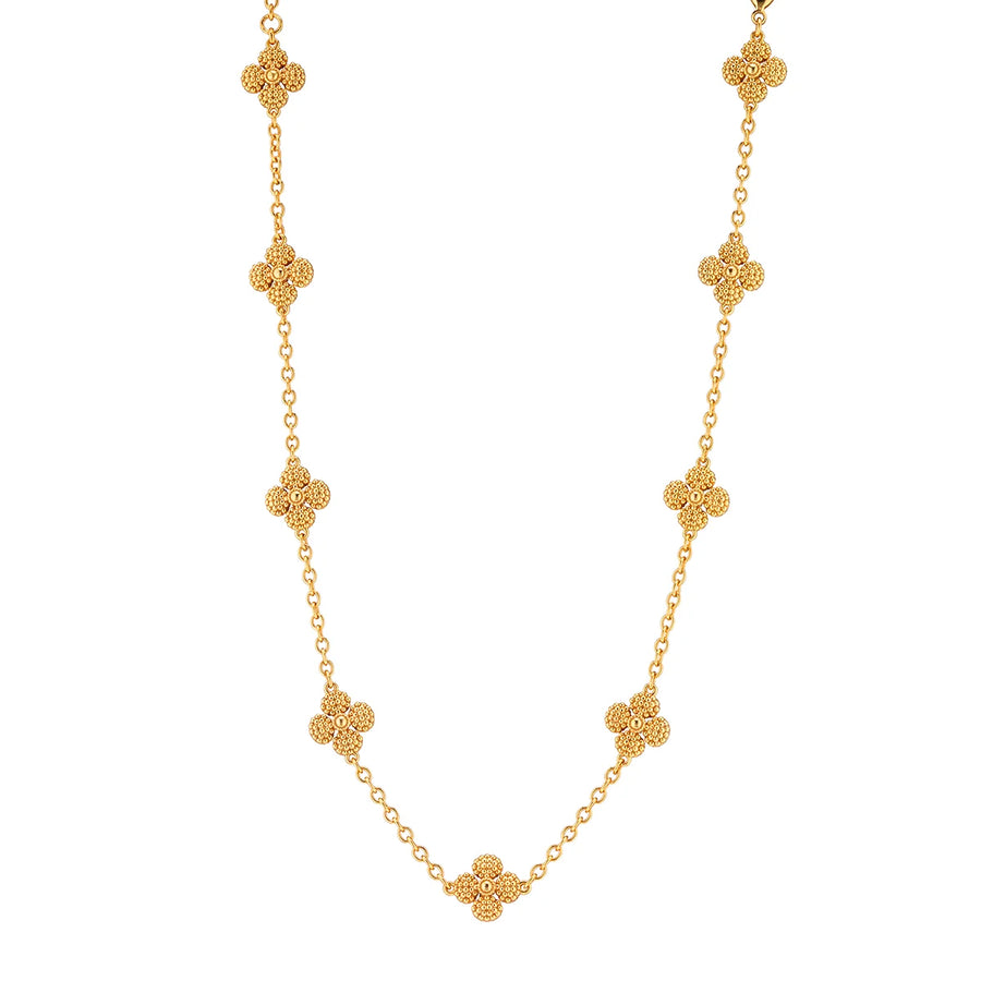 Berry Clover Double Sided Necklace 16-18" - Gold