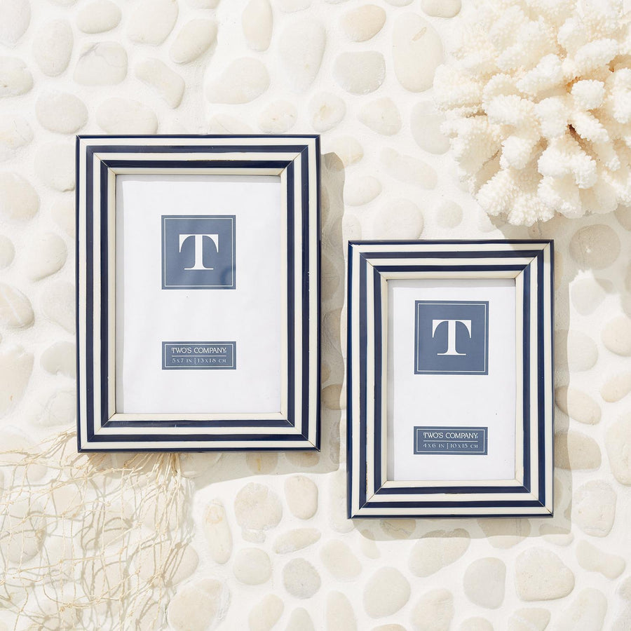 Nautical Stripes Blue and White Photo Frame