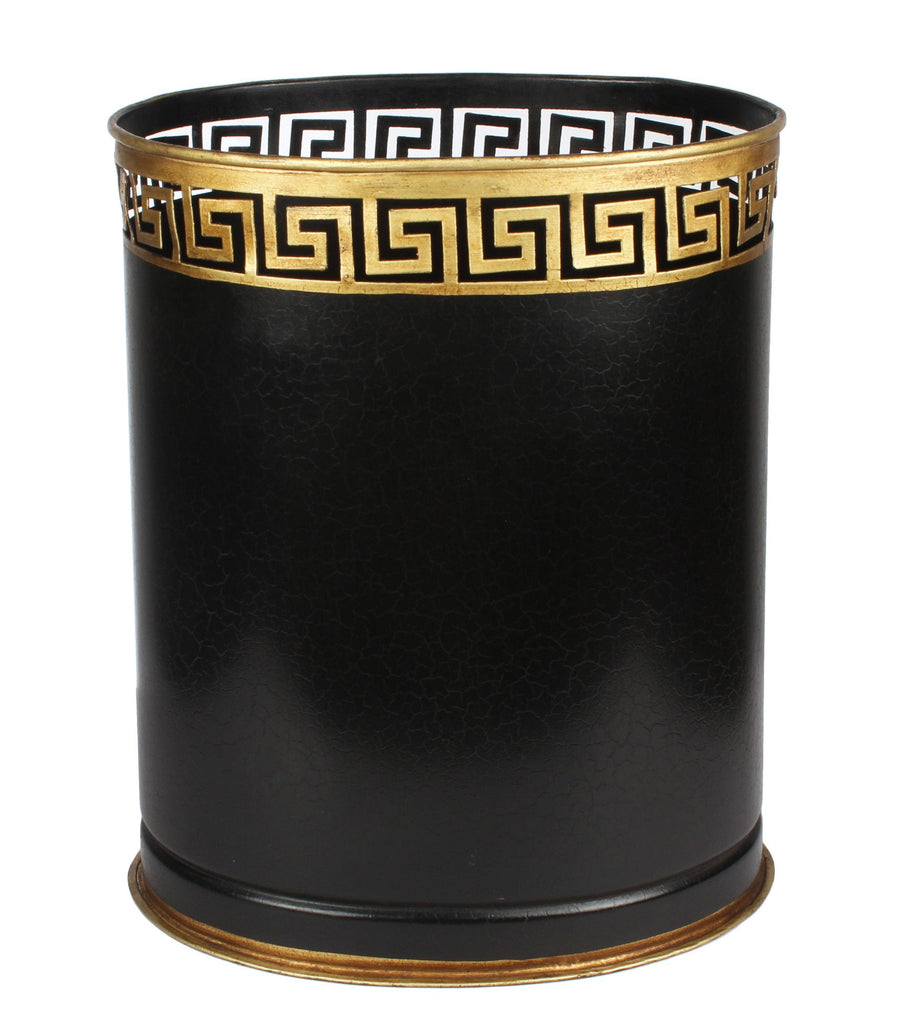 Black Greek Key Wastepaper Basket