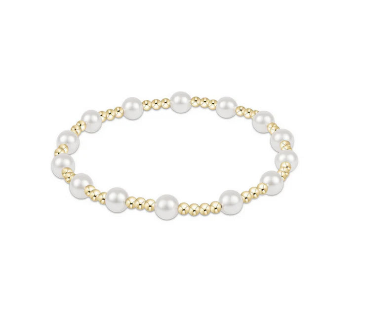 Classic Sincerity Pattern 5mm Bead Bracelet - Pearl