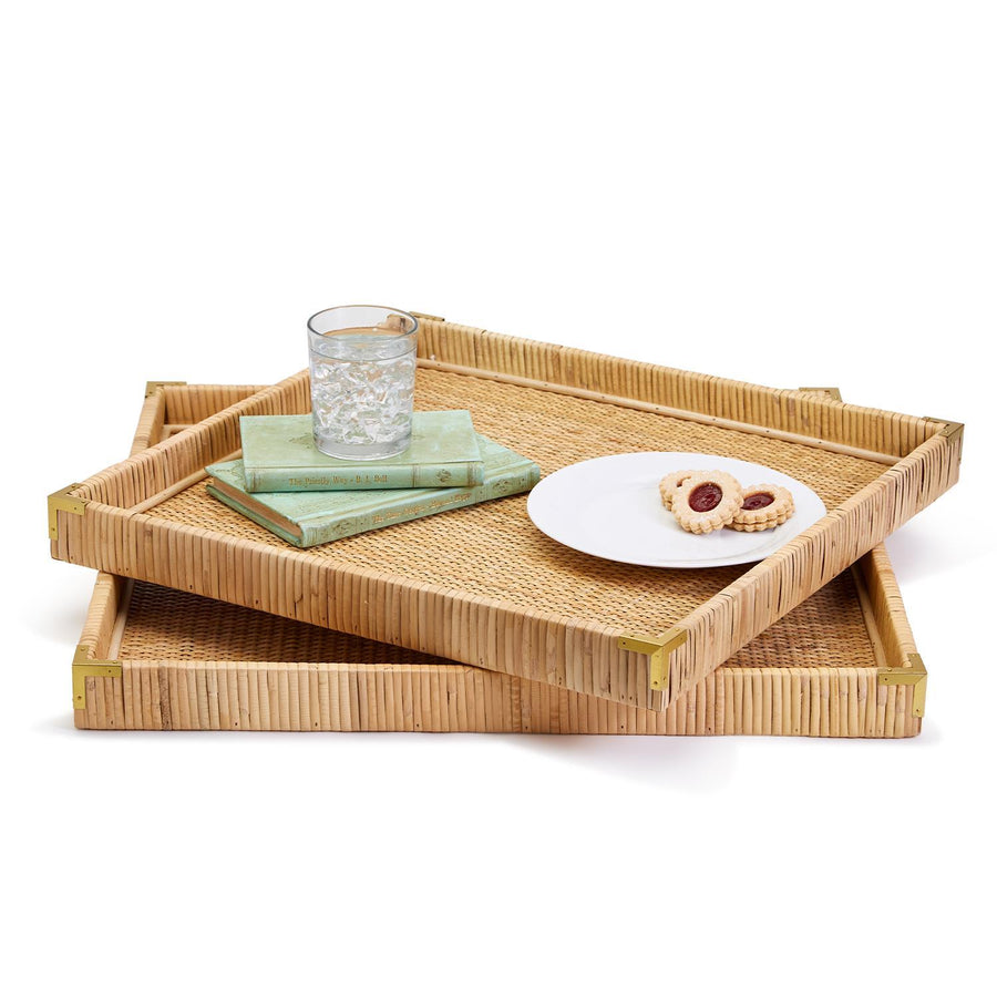 Decorative Hand-Crafted Natural Rattan Square Tray