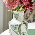 Primrose and Lotus Hand-Painted Green and White Chinoiserie Vases