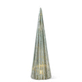 Sage Green Mercury Glass Ribbed LED Trees w/Timer