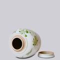 Bird and Flower Green and White Porcelain Jar