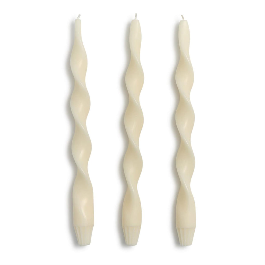 Twist and Glow S/3 Ivory 12" Twist Taper Candles in Gift Box