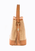 Kendy Bag in Tan Dollar Leather and Raffia