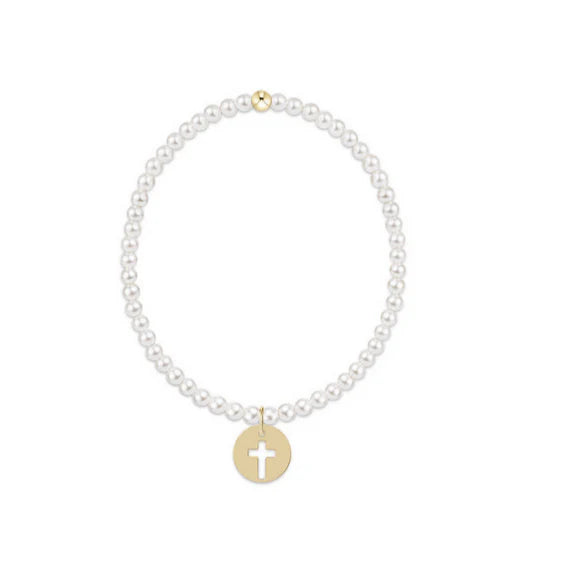 Classic Pearl 3mm Bead Bracelet - Blessed Gold Disc